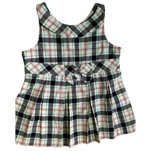 Gymboree flannel pleated layering tank top shirt navy red green pink plaid 5